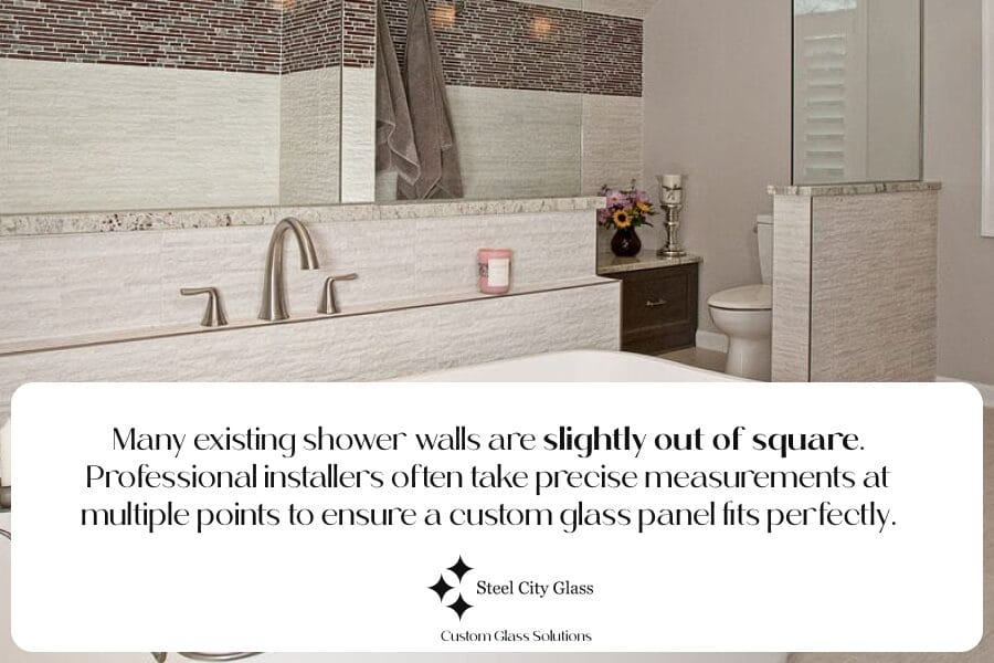 Informative image on  shower walls being"Out-of-square" walls