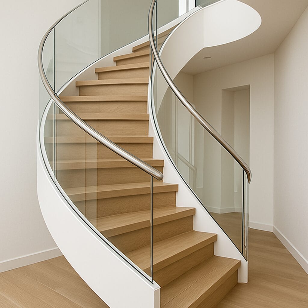 Curved Glass Railings for Spiral Staircases example