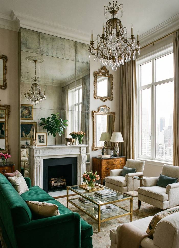 Apartment living room with glasses in Arlington, Virginia)