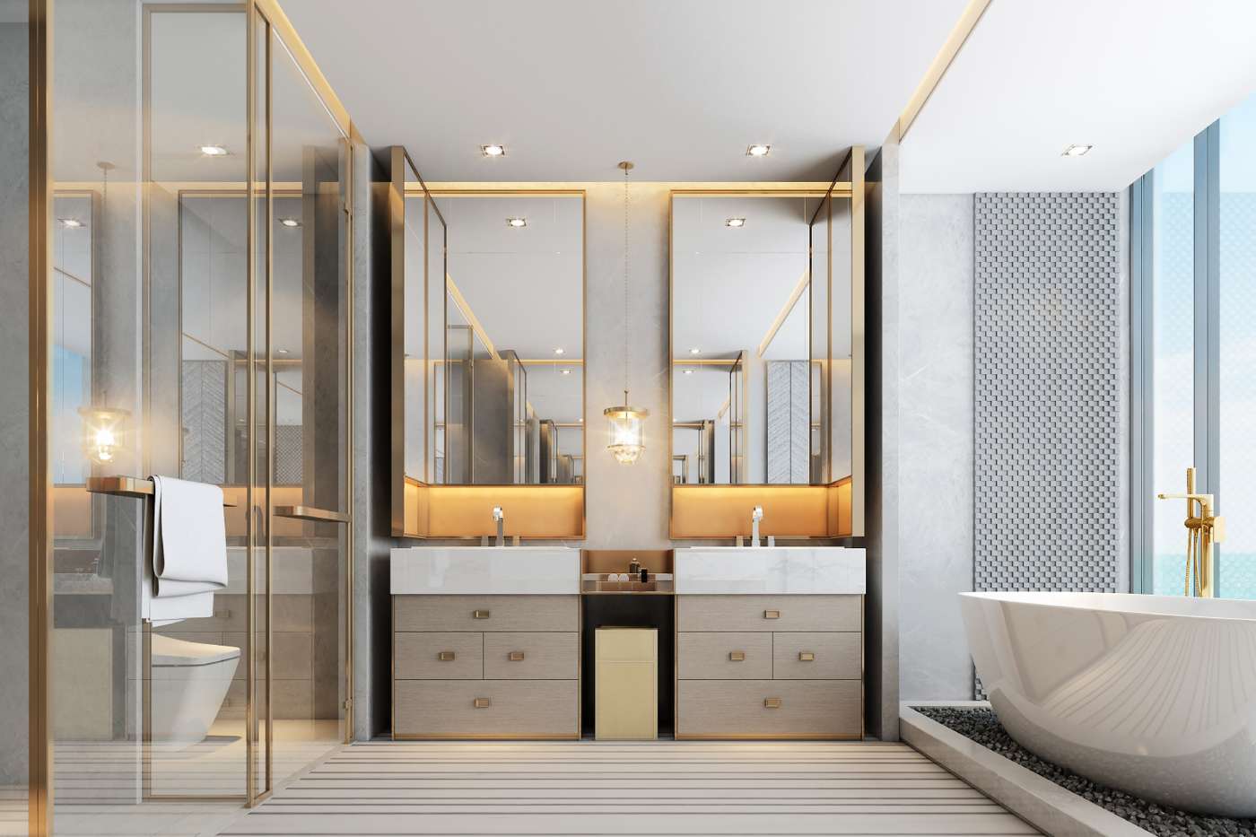 Custom glass interior of an Arlington apartment