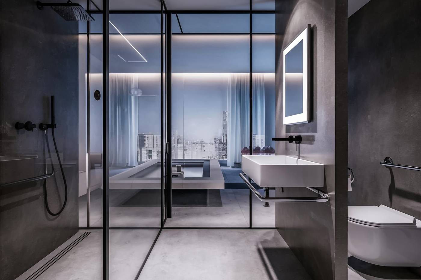 Bathroom with premium custom glasses