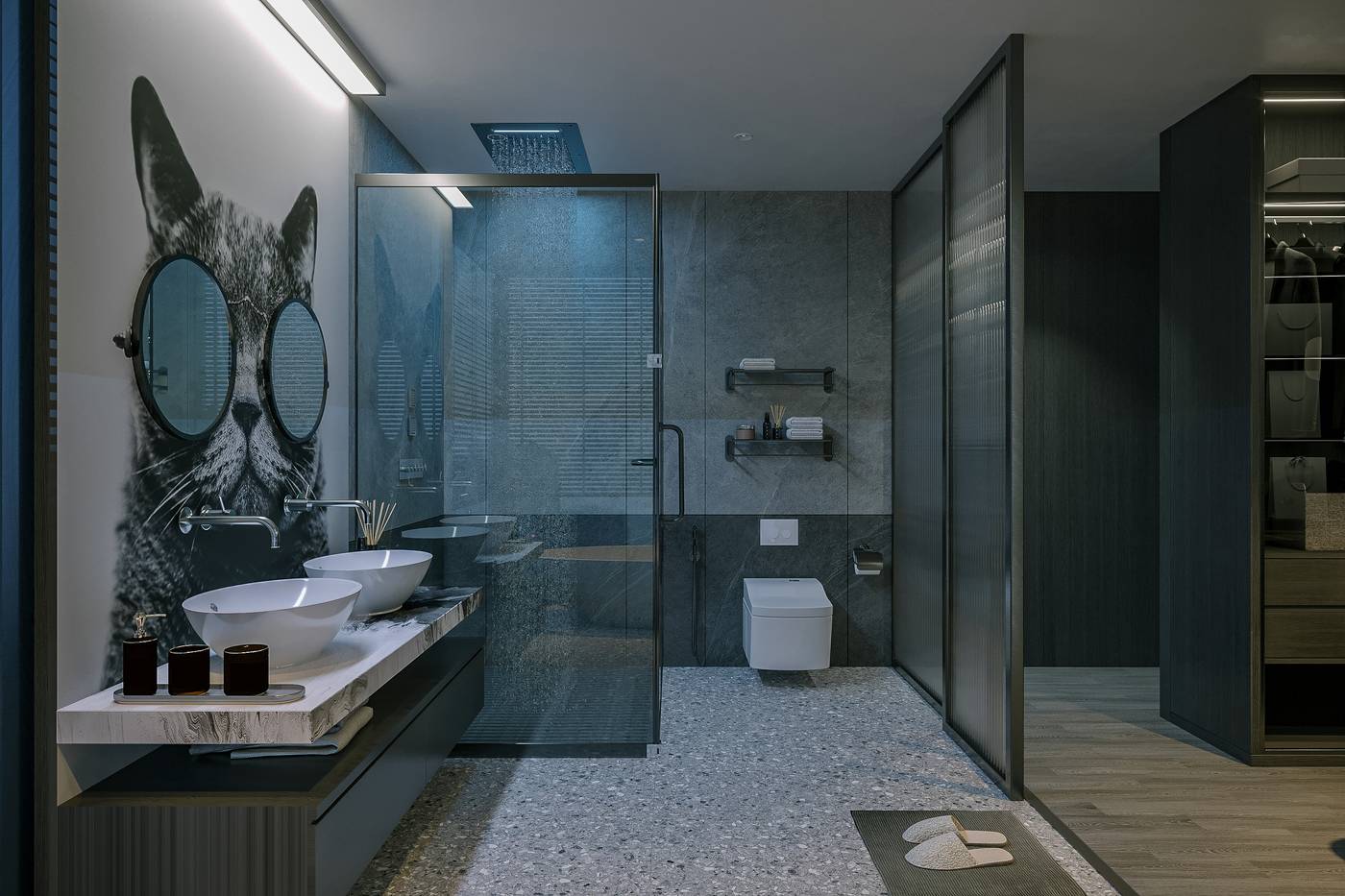 Modern bathroom interior of a Fairfax apartment in Virginia